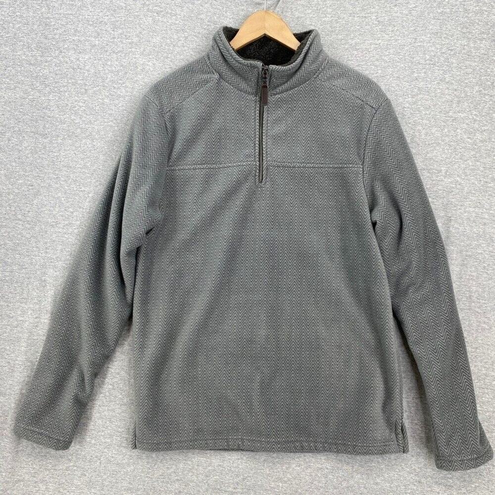 London Fog Collection Pullover Sweatshirt Mens Medium Grey Long Sleeve 1/4 Zip